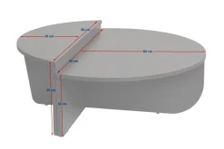 Tavolino da Salotto Grigio Peso Massimo Supportato 15 kg Forma Ovale 90x60x35h cm, Materiale Piano in Legno Nobilitato - Mansue
