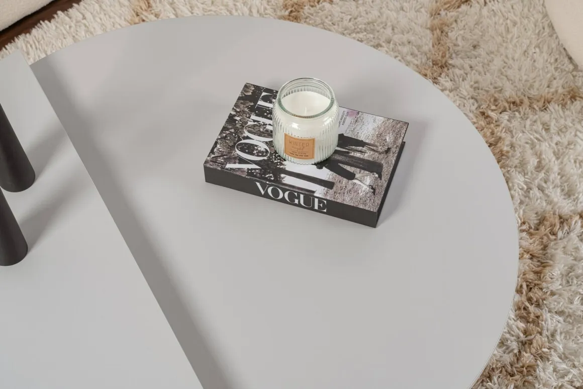 Tavolino da Salotto Grigio Peso Massimo Supportato 15 kg Forma Ovale 90x60x35h cm, Materiale Piano in Legno Nobilitato - Mansue