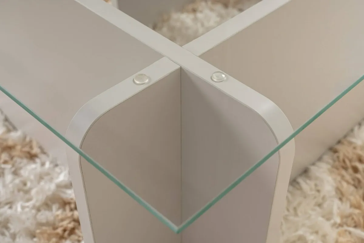 Tavolini Da Salotto > Dmora Tavolino da Salotto Portariviste Forma Rettangolare 105x65x30h cm, Materiale Piano in Vetro - Kallias Grigio