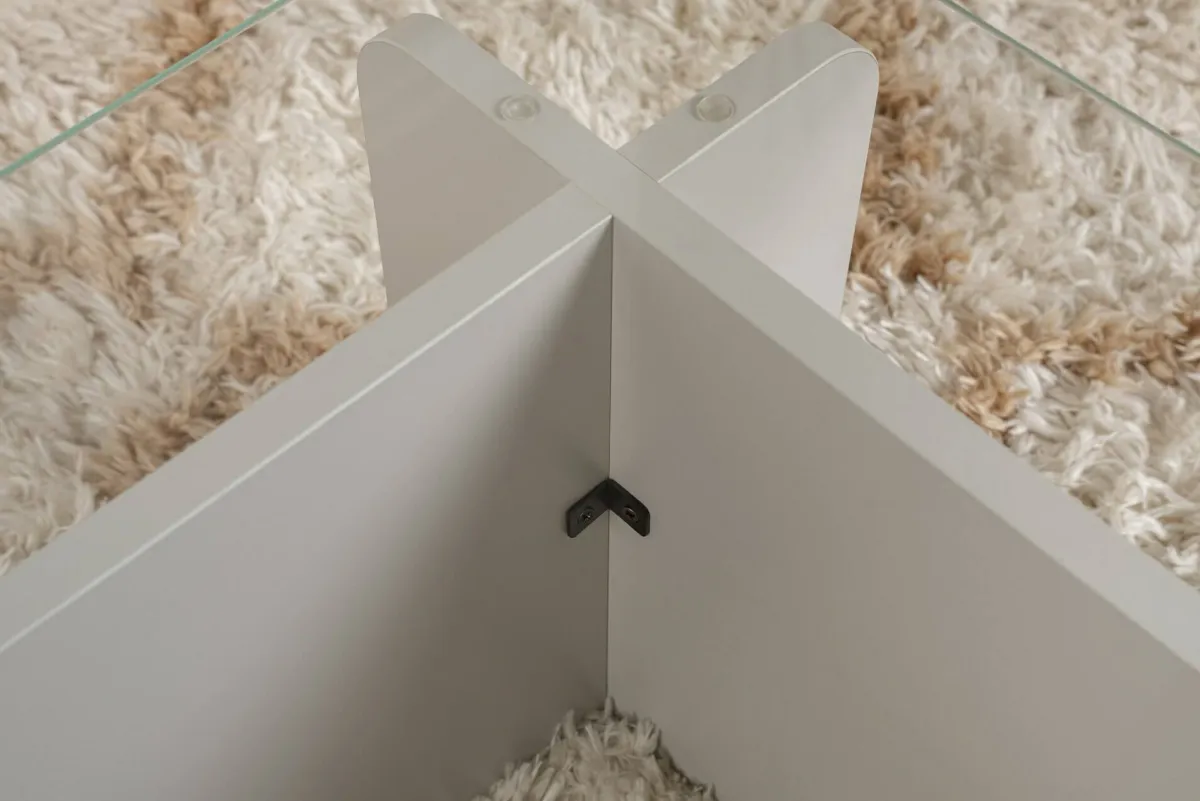 Tavolini Da Salotto > Dmora Tavolino da Salotto Portariviste Forma Rettangolare 105x65x30h cm, Materiale Piano in Vetro - Kallias Grigio