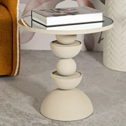 Tavolini Da Salotto > Dmora Tavolino da Salotto un Vano Forma Ovale 100x45x51h cm, Sfumatura Colore Ripiano Tortora - Verzate Grigio Tortora