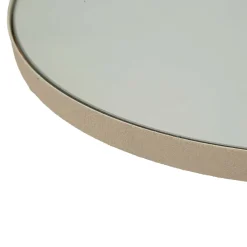 Tavolino da Salotto Grigio Tortora Trasparente Forma Rotondo Colore Ripiano Trasparente 41x41x42h cm, Materiale Struttura in Vetro - Fameso