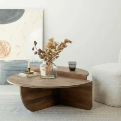 Tavolini Da Salotto|Salotto > Dmora Tavolino da salotto irregolare noce 90x60x35h cm - Azim Marrone Noce