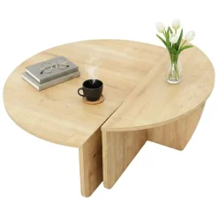 Tavolino da salotto irregolare rovere 90x90x35h cm - Azim