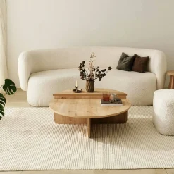 Tavolino da salotto irregolare rovere 90x90x35h cm - Azim