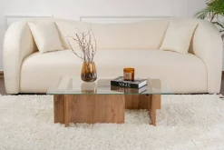 Tavolini Da Salotto > Dmora Tavolino da salotto Kallias, 105x65 h30 cm, Pino Marrone Pino