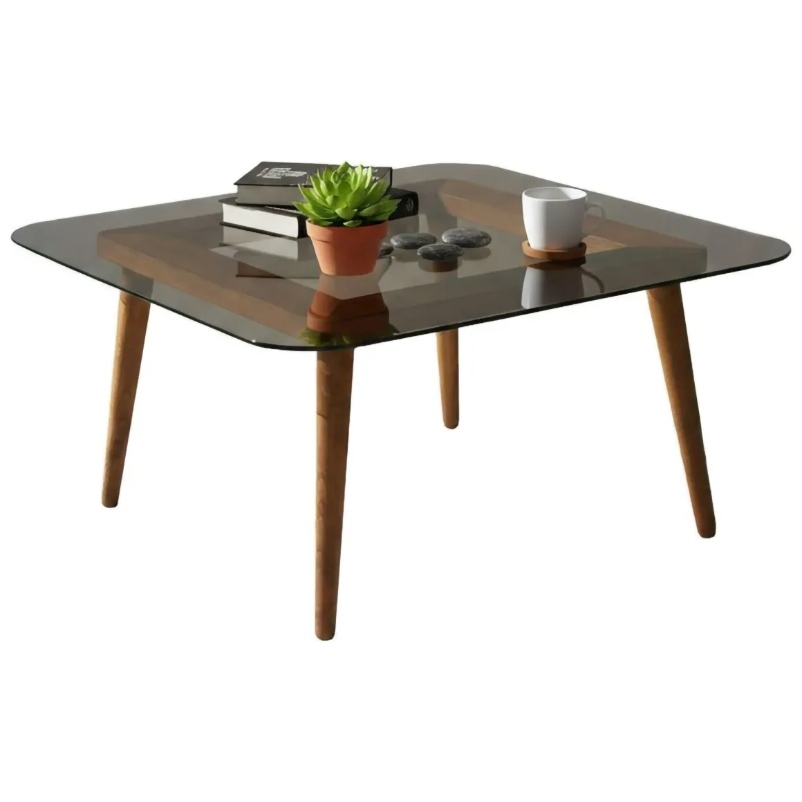 Tavolino da Salotto Marrone Bronzo Effetto Fume Forma Rettangolare 80x80x40h cm, Sfumatura Colore Struttura Bronzo - Mezzagno