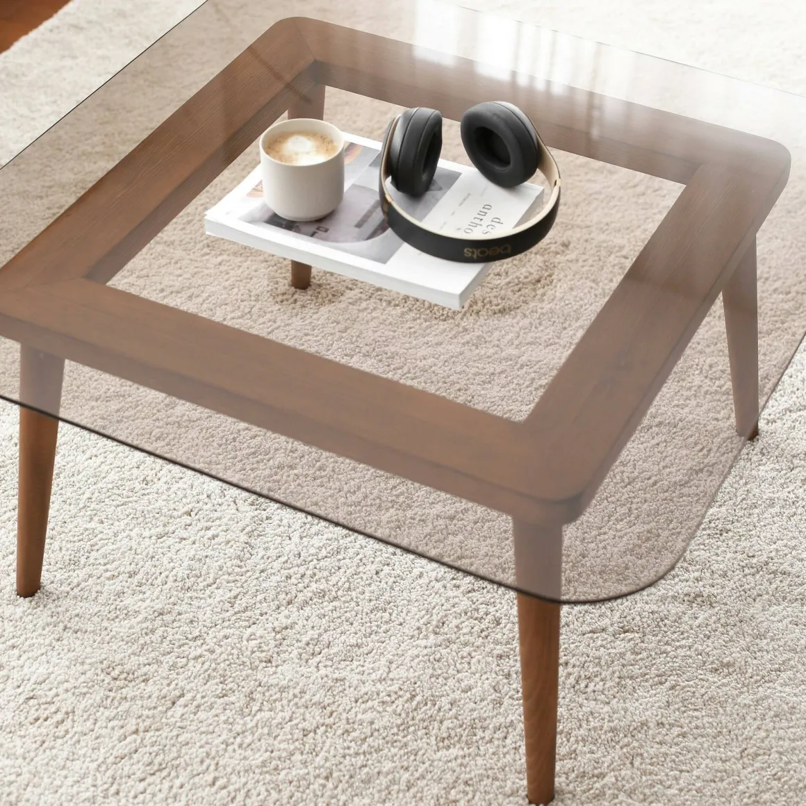Tavolino da Salotto Marrone Bronzo Effetto Fume Forma Rettangolare 80x80x40h cm, Sfumatura Colore Struttura Bronzo - Mezzagno