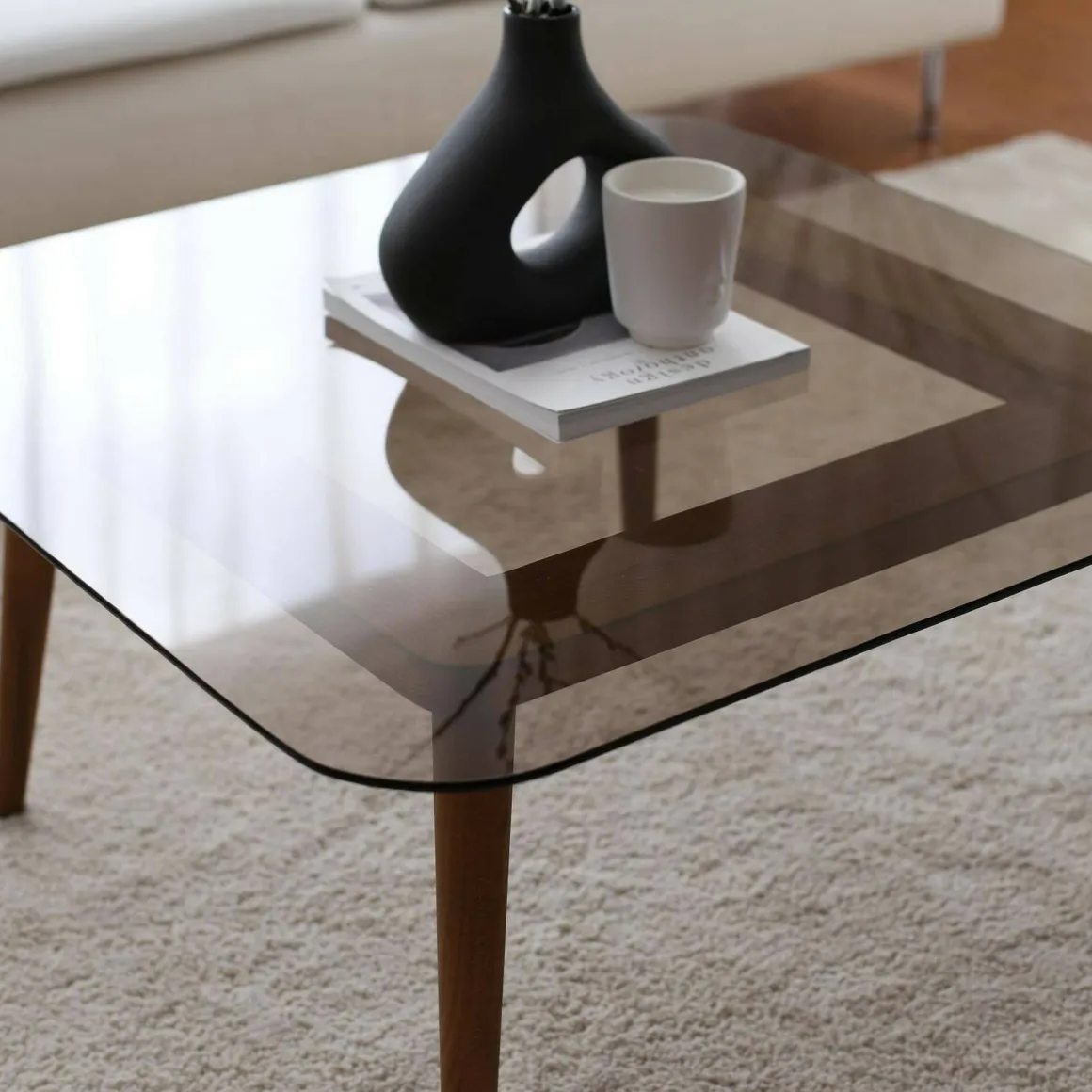 Tavolino da Salotto Marrone Bronzo Effetto Fume Forma Rettangolare 80x80x40h cm, Sfumatura Colore Struttura Bronzo - Mezzagno