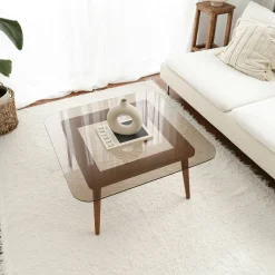 Tavolino da Salotto Marrone Bronzo Effetto Fume Forma Rettangolare 80x80x40h cm, Sfumatura Colore Struttura Bronzo - Mezzagno