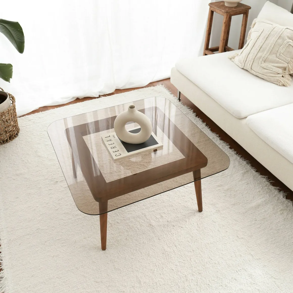 Tavolino da Salotto Marrone Bronzo Effetto Fume Forma Rettangolare 80x80x40h cm, Sfumatura Colore Struttura Bronzo - Mezzagno