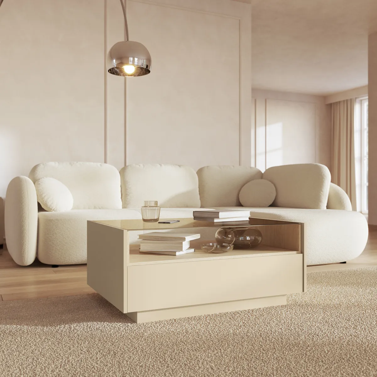Tavolini Da Salotto > Dmora Tavolino da Salotto Marrone Chiaro Marrone Rovere un Cassetto un Vano 96x40x43h cm, Forma Rettangolare - Karisasa Marrone Rovere, Marrone Chiaro