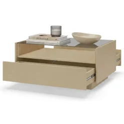 Tavolini Da Salotto > Dmora Tavolino da Salotto Marrone Chiaro Marrone Rovere un Cassetto un Vano 96x40x43h cm, Forma Rettangolare - Karisasa Marrone Rovere, Marrone Chiaro