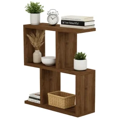 Tavolini Da Salotto > Dmora Tavolino da Salotto 2 Vani Forma Rettangolare 90x40x55h cm, Materiale Piano in Legno Nobilitato Marrone Noce