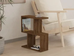 Tavolini Da Salotto > Dmora Tavolino da Salotto 2 Vani Forma Rettangolare 90x40x55h cm, Materiale Piano in Legno Nobilitato Marrone Noce