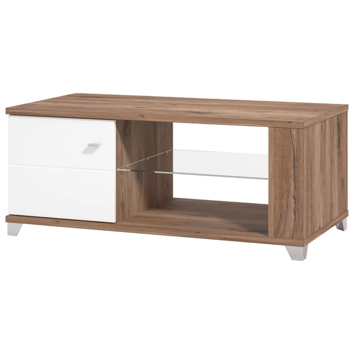 Tavolini Da Salotto > Dmora Tavolino da Salotto Marrone Noce Bianco Portariviste Forma Rettangolare 90x60x35h cm, Colore Ripiano Marrone - Mansue Bianco, Marrone Noce