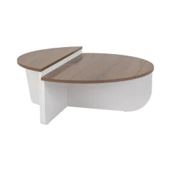 Tavolini Da Salotto > Dmora Tavolino da Salotto Marrone Noce Bianco Portariviste Forma Rettangolare 90x60x35h cm, Colore Ripiano Marrone - Mansue Bianco, Marrone Noce