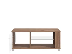 Tavolini Da Salotto > Dmora Tavolino da Salotto Marrone Noce Bianco Portariviste Forma Rettangolare 90x60x35h cm, Colore Ripiano Marrone - Mansue Bianco, Marrone Noce