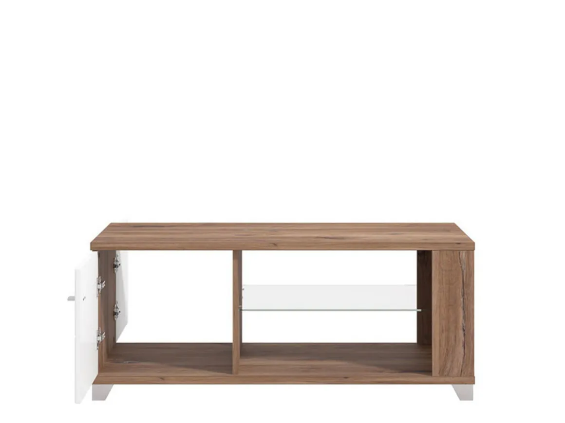 Tavolini Da Salotto > Dmora Tavolino da Salotto Marrone Noce Bianco Portariviste Forma Rettangolare 90x60x35h cm, Colore Ripiano Marrone - Mansue Bianco, Marrone Noce