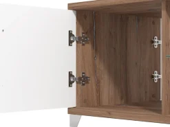 Tavolini Da Salotto > Dmora Tavolino da Salotto Marrone Noce Bianco Portariviste Forma Rettangolare 90x60x35h cm, Colore Ripiano Marrone - Mansue Bianco, Marrone Noce