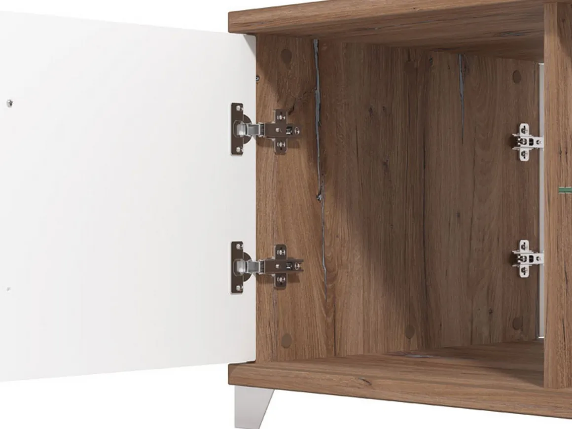 Tavolini Da Salotto > Dmora Tavolino da Salotto Marrone Noce Bianco Portariviste Forma Rettangolare 90x60x35h cm, Colore Ripiano Marrone - Mansue Bianco, Marrone Noce