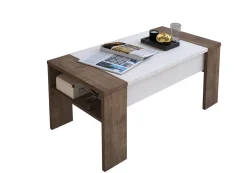 Tavolini Da Salotto|Salotto > Dmora Tavolino da Salotto Effetto Fume Forma Rettangolare 80x80x40h cm, Materiale Struttura in Vetro - Gran Marrone Noce