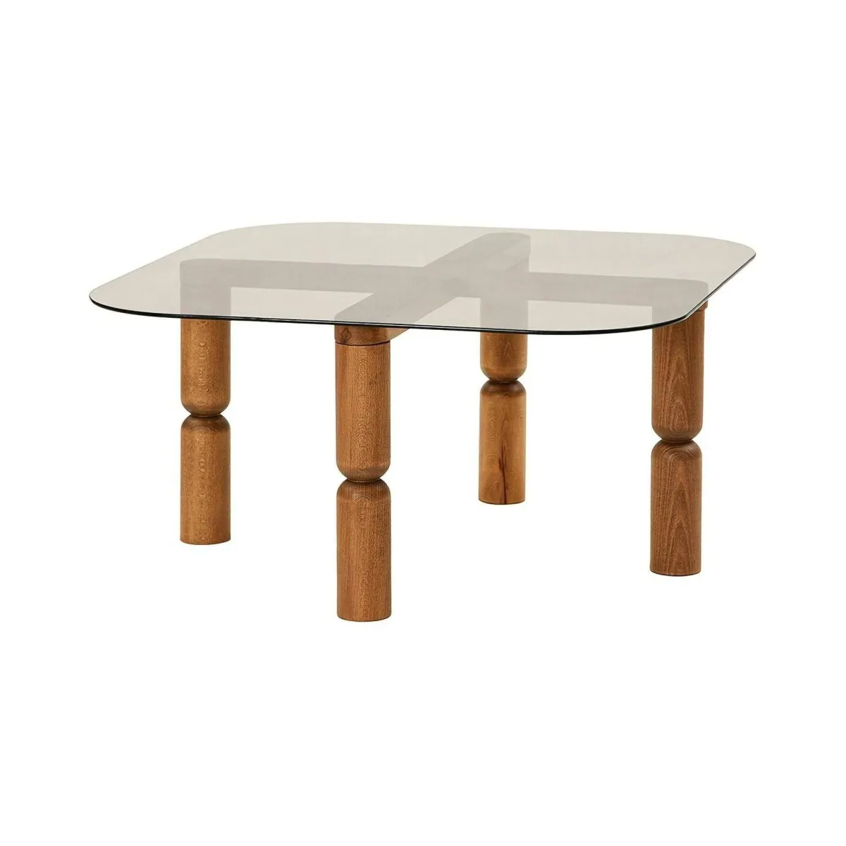 Tavolini Da Salotto|Salotto > Dmora Tavolino da Salotto Effetto Fume Forma Rettangolare 80x80x40h cm, Materiale Struttura in Vetro - Gran Marrone Noce
