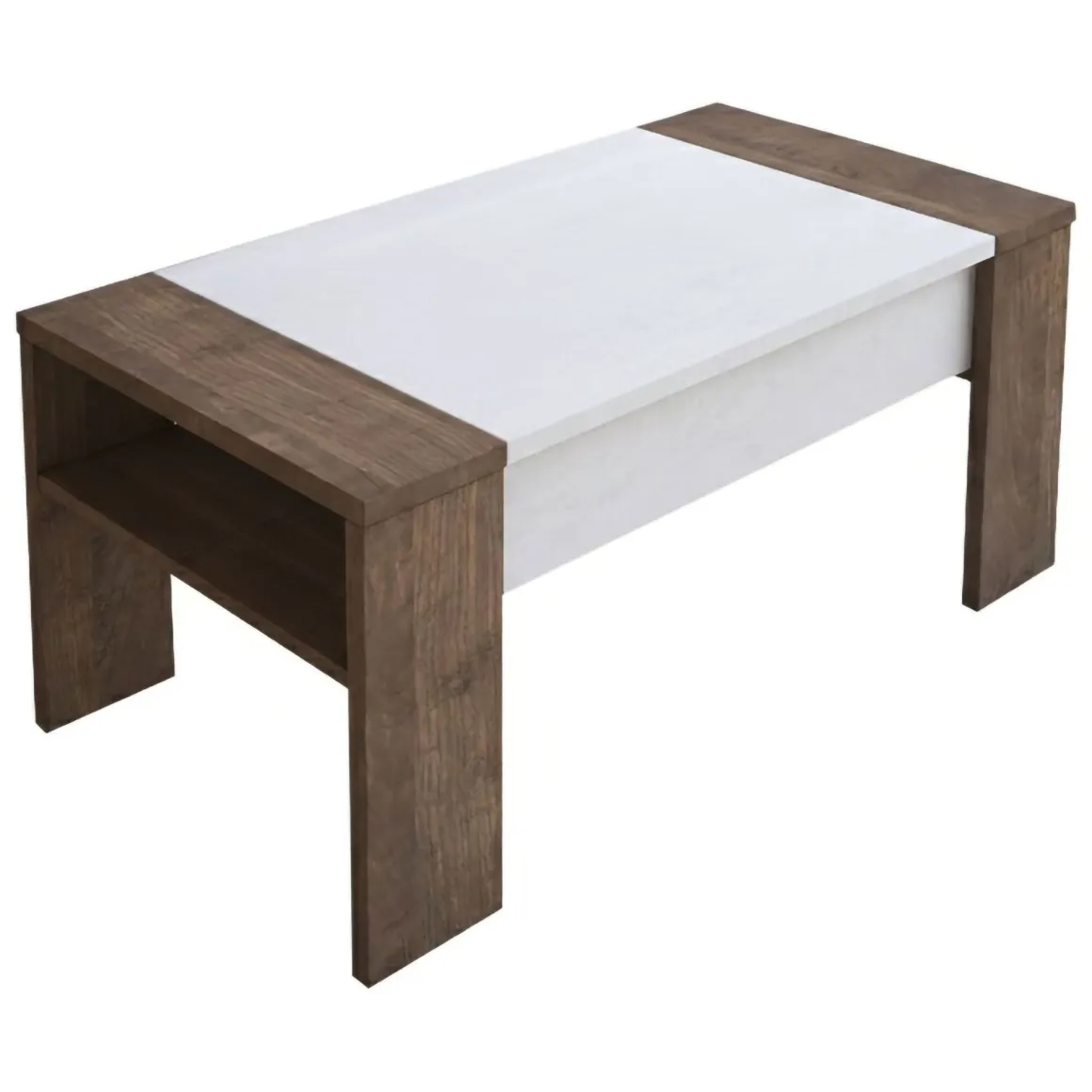 Tavolini Da Salotto|Salotto > Dmora Tavolino da Salotto Effetto Fume Forma Rettangolare 80x80x40h cm, Materiale Struttura in Vetro - Gran Marrone Noce