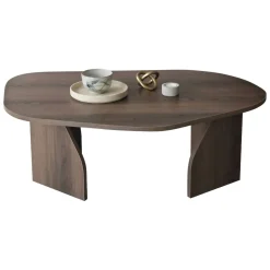 Tavolini Da Salotto > Dmora Tavolino da Salotto Forma Ovale Materiale Piano in Legno Nobilitato 120x65x40h cm, Colore Ripiano Marrone - Parona Marrone Noce