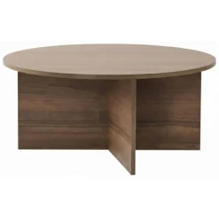 Tavolini Da Salotto > Dmora Tavolino da Salotto Forma Rotondo Materiale Piano in Vetro 75x75x35h cm, Colore Ripiano Trasparente - Cugnoli Marrone Noce