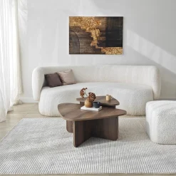 Tavolino da Salotto Marrone Noce Modulabile Forma Triangolare 90x60x35h cm, Sfumatura Colore Ripiano Noce - Saraceno