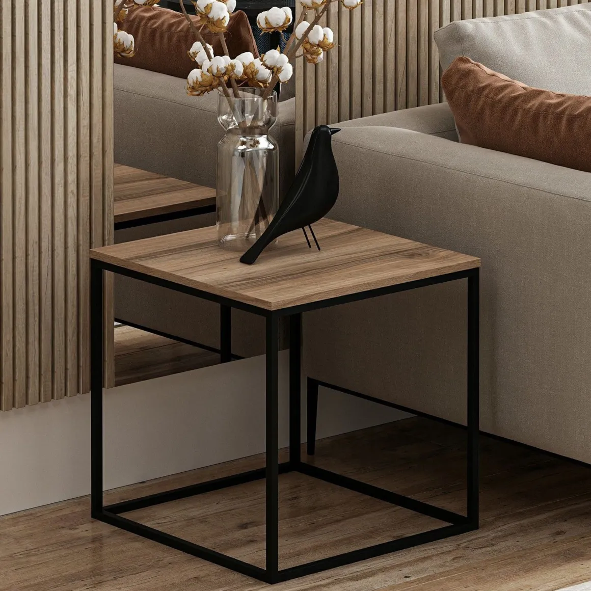 Tavolini Da Salotto > Dmora Tavolino da Salotto Marrone Noce Nero Forma Rettangolare Materiale Piano in Legno Nobilitato 120x60x42h cm, Sfumatura Colore Struttura Noce - Arcella Nero, Marrone Noce