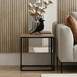 Tavolini Da Salotto > Dmora Tavolino da Salotto Marrone Noce Nero Forma Rettangolare Materiale Piano in Legno Nobilitato 120x60x42h cm, Sfumatura Colore Struttura Noce - Arcella Nero, Marrone Noce