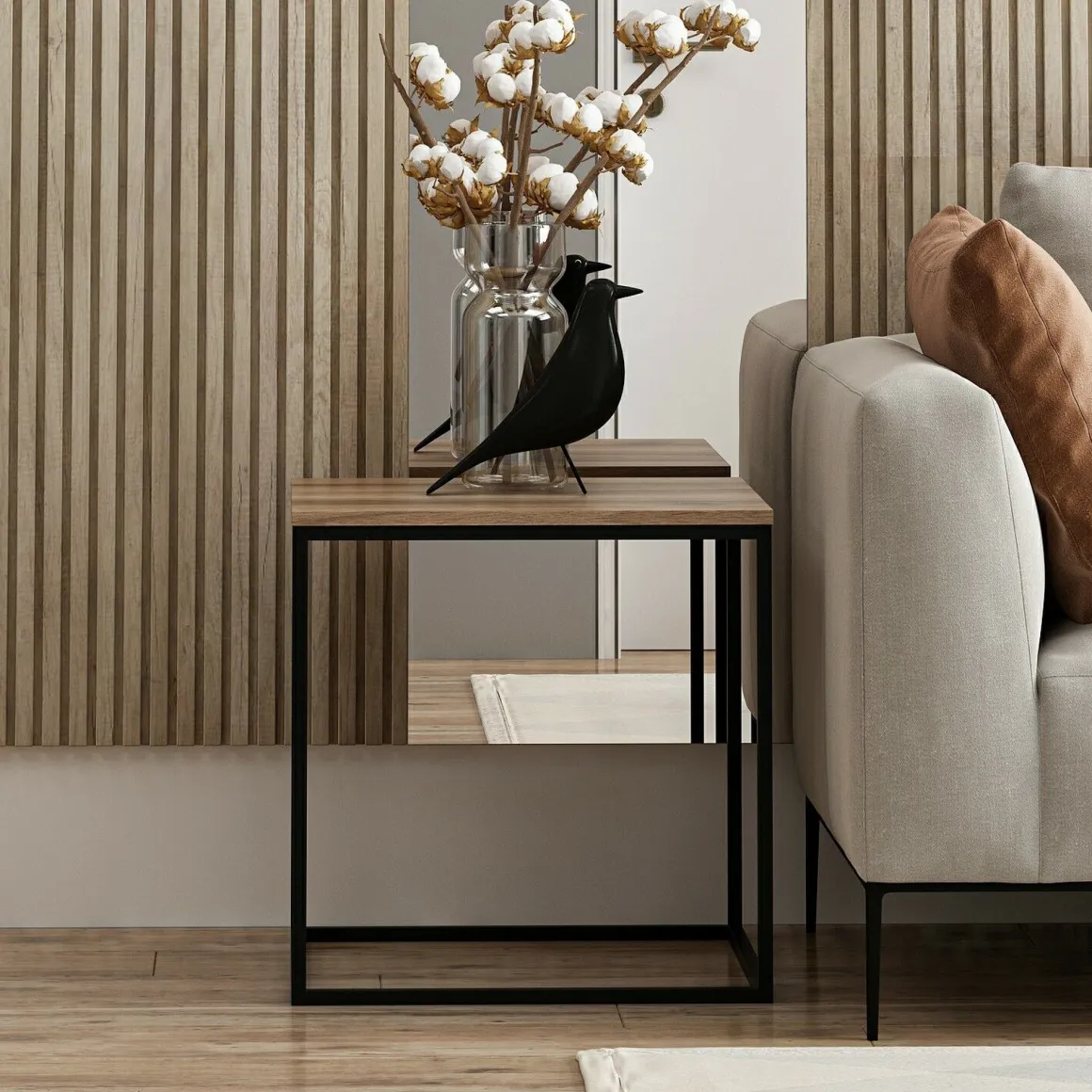 Tavolini Da Salotto > Dmora Tavolino da Salotto Marrone Noce Nero Forma Rettangolare Materiale Piano in Legno Nobilitato 120x60x42h cm, Sfumatura Colore Struttura Noce - Arcella Nero, Marrone Noce
