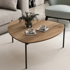 Tavolini Da Salotto > Dmora Tavolino da Salotto Marrone Noce Nero con Piedini 3 Vani 90x60x40h cm, Forma Rettangolare - Dogliani Nero, Marrone Noce