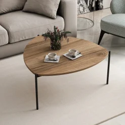 Tavolini Da Salotto > Dmora Tavolino da Salotto Marrone Noce Nero con Piedini 3 Vani 90x60x40h cm, Forma Rettangolare - Dogliani Nero, Marrone Noce