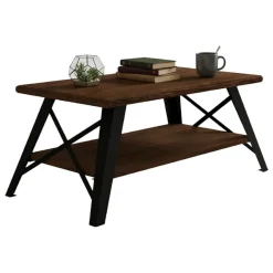Tavolini Da Salotto > Dmora Tavolino da Salotto Marrone Noce Nero set 3 Pezzi Forma Rettangolare 35x60x45h cm, Colore Ripiano Marrone - Cetara Nero, Marrone Noce
