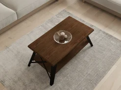 Tavolini Da Salotto > Dmora Tavolino da Salotto Marrone Noce Nero set 3 Pezzi Forma Rettangolare 35x60x45h cm, Colore Ripiano Marrone - Cetara Nero, Marrone Noce