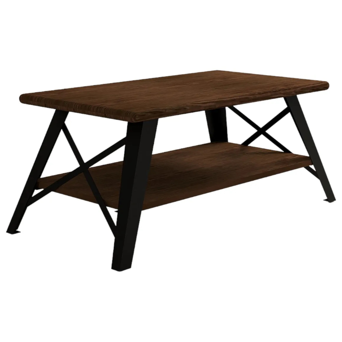 Tavolino da Salotto Marrone Noce Nero con Piedini un Vano 98x50x43h cm, Forma Rettangolare - Nardi