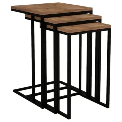 Tavolini Da Salotto > Dmora Tavolino da Salotto Marrone Noce Nero set 3 Pezzi Forma Rettangolare 40x40x62h cm, Colore Ripiano Marrone - Zignago Nero, Marrone Noce