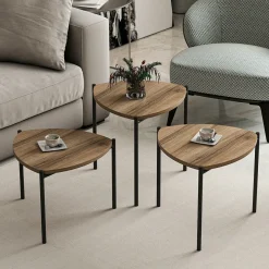 Tavolini Da Salotto > Dmora Tavolino da Salotto Marrone Noce Nero set 3 Pezzi Modulabili Forma Rettangolare 90x60x42h cm, Colore Ripiano Marrone - Calco Nero, Marrone Noce