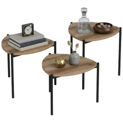 Tavolini Da Salotto > Dmora Tavolino da Salotto Marrone Noce Nero set 3 Pezzi Modulabili Forma Rettangolare 90x60x42h cm, Colore Ripiano Marrone - Calco Nero, Marrone Noce