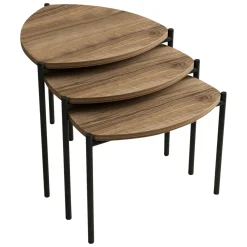 Tavolini Da Salotto > Dmora Tavolino da Salotto Marrone Noce Nero set 3 Pezzi Modulabili Forma Rettangolare 90x60x42h cm, Colore Ripiano Marrone - Calco Nero, Marrone Noce