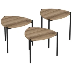 Tavolini Da Salotto > Dmora Tavolino da Salotto Marrone Noce Nero set 3 Pezzi Modulabili Forma Rettangolare 90x60x42h cm, Colore Ripiano Marrone - Calco Nero, Marrone Noce
