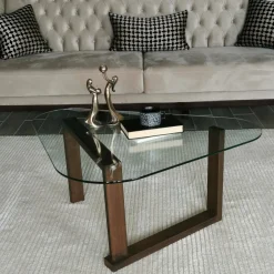 Tavolino da Salotto Marrone Noce Portariviste Forma Ovale 96x81x41h cm, Sfumatura Colore Struttura Noce - Eufrasia
