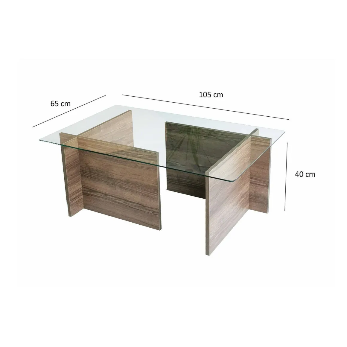 Tavolino da Salotto Marrone Noce Portariviste Forma Rettangolare 105x65x40h cm, Sfumatura Colore Struttura Noce - Teti