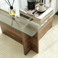 Tavolino da Salotto Marrone Noce Portariviste Forma Rettangolare 105x65x40h cm, Sfumatura Colore Struttura Noce - Teti