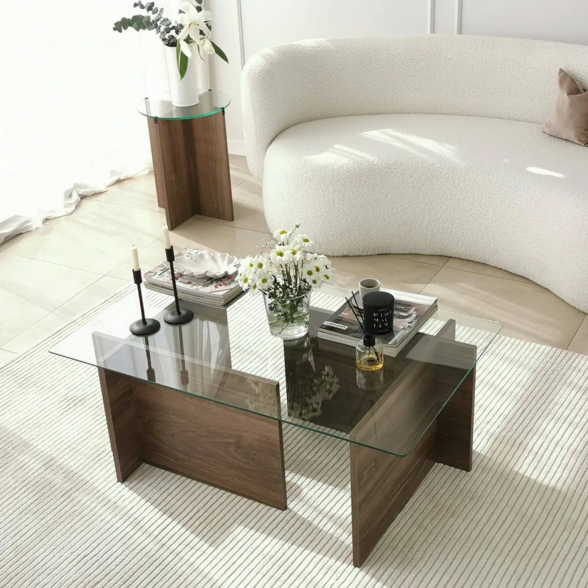 Tavolino da Salotto Marrone Noce Portariviste Forma Rettangolare 105x65x40h cm, Sfumatura Colore Struttura Noce - Teti