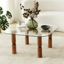Tavolino da Salotto Marrone Noce Portariviste Forma Rettangolare 80x80x40h cm, Sfumatura Colore Struttura Noce - Gran