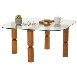 Tavolino da Salotto Marrone Noce Portariviste Forma Rettangolare 80x80x40h cm, Sfumatura Colore Struttura Noce - Gran